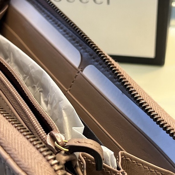 Gucci Calfskin Matelasse Pearly GG Marmont Zip Around Wallet Porcelain Rose - Picture 4 of 11